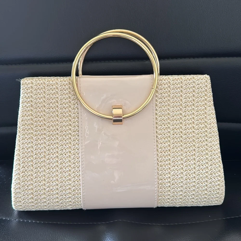 Cream and Gold Clutch with Tassel